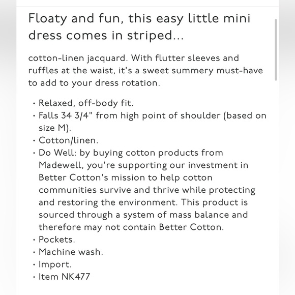 Madewell flutter-sleeve square-neck mini dress in striped jacquard. Size S. - Picture 13 of 15